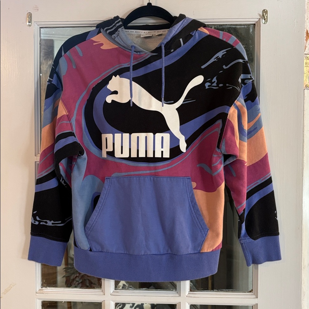 Puma Black and Purple Graphic Hoodie XS